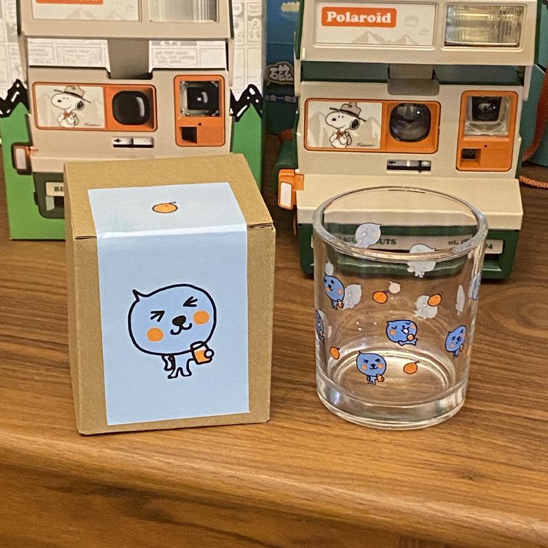 

High-Permeability Water Cup, Cute Blue Glass Water Cup, Little Blue Man Cold Drink Cup, Breakfast Milk Cup Gift. Can go into the dishwasher 220ml