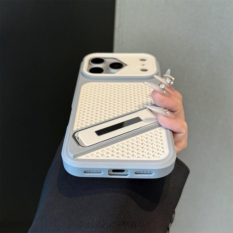 Luxury Heat Dissipation With Holder Phone Case For 11 12 13 14 15 16 17 Pro Max Plus Air Shockproof Bumper Cases Cover