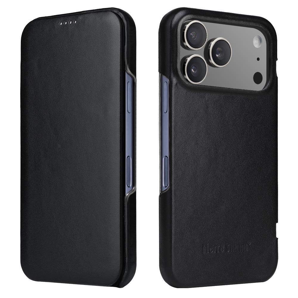 

Fierre Shan-002 Роскошный Бизнес Чехол-Книжка из Кожи для iPhone 17/17e/17 Pro/17 Pro Max Защитные Пленки Задняя Крышка Телефона For iPhone 17 чёрный