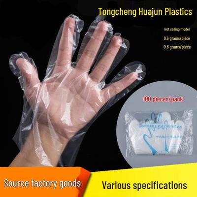 100 Food-Grade Disposable Transparent PE Gloves for Catering & Takeaway - Thickened, 100 Pieces