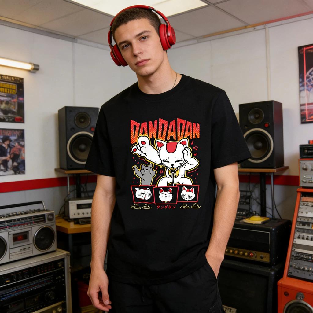 Dandadan Turbo Anime Granny Cat Graphic TShirt Oversized Casual Cotton Top for Men And Women Vintage Fashion Cartoon Tshirt