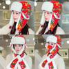 Floral Hooded Scarf Pullover Hat Bird Balaclava Bonnet Hat Plush Flower  Hat  Streetwear
