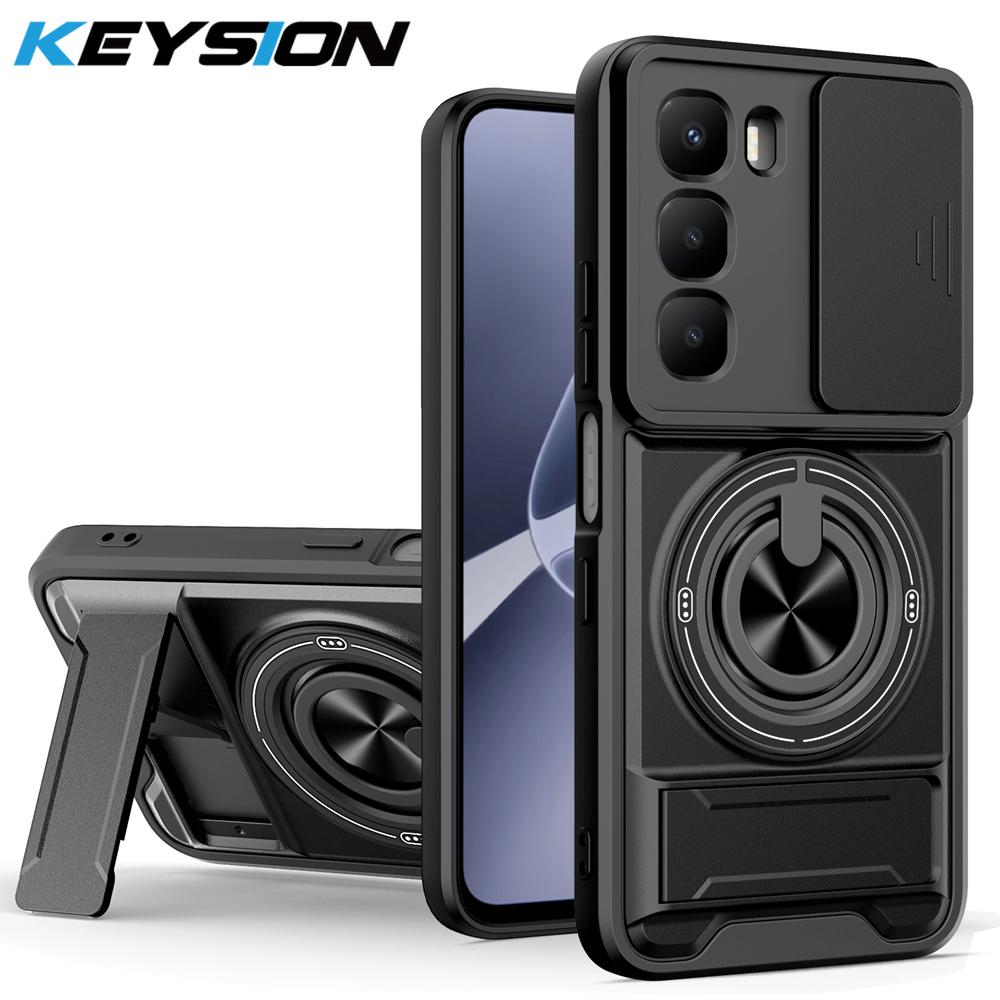 

KEYSION Магнітний чохол для телефону для Infinix Hot 60i 4G 60 5G Hot 60 Pro Зсувна кришка захисту камери Вертикальна підставка Ударостійкий чохол for Infinix Hot 60 5G чорний