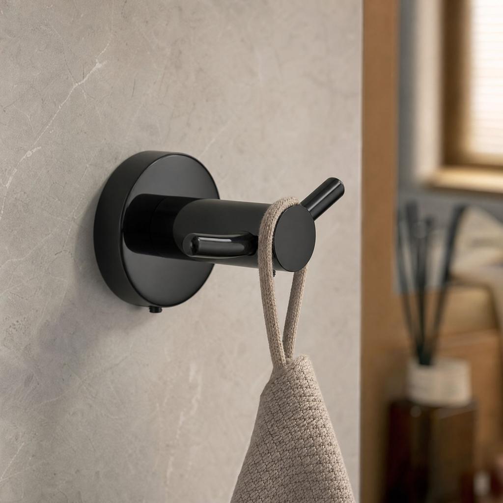 No-Drill Stainless Hooks for Bathroom and Closet, D-Shaped Coat Hooks for Hanging
