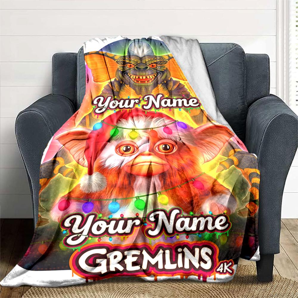 Gremlins Customize Your Name Blanket Multi-purpose Personalized Blanket Soft Warm Cozy Throw For Seaside Livingroom Bed Couch Four Seasons Universal