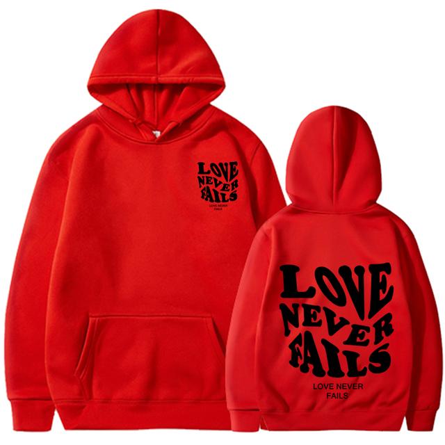 Love Never Fails Print Letter Hoodies Men/Women Sweatshirt Black Autumn Vintage Oversized Harajuku Loose Tops Casual Pullovers