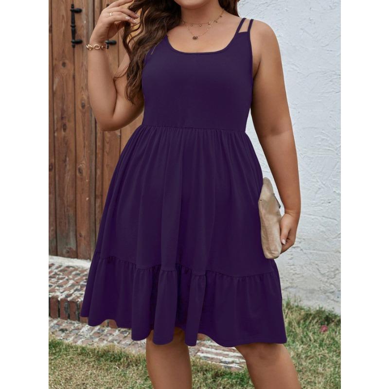 

Весенняя и летняя женская одежда. Свободное платье без рукавов средней длины. 5XL фиолетовый