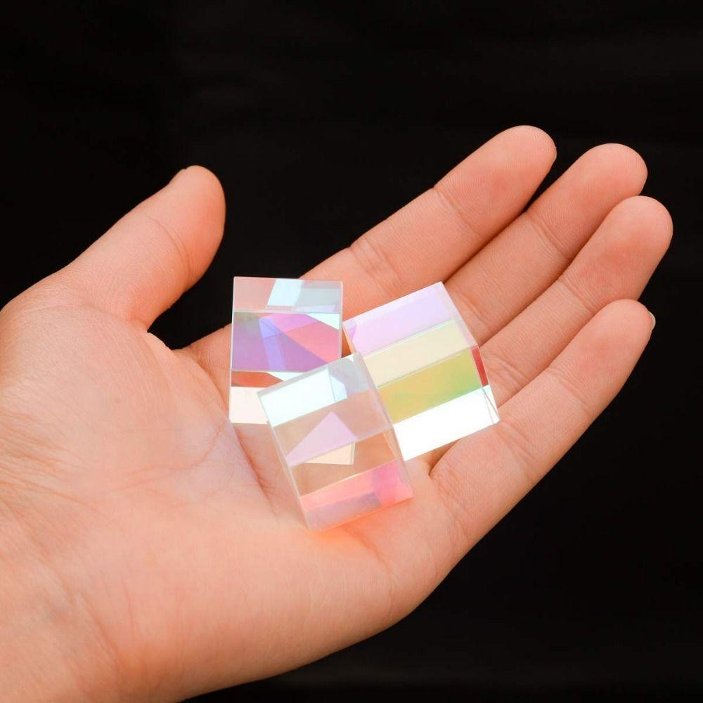 Funny Mixing Color Cube Sun Catcher Rainbow Crystal Cubes Durable Optical Dispersion Prism  Office