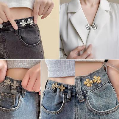 4Sets Pant Waist Tightener Detachable Adjustable Jean Button Waist Buckle Set No Sewing Waistband Tightener for Pants Women