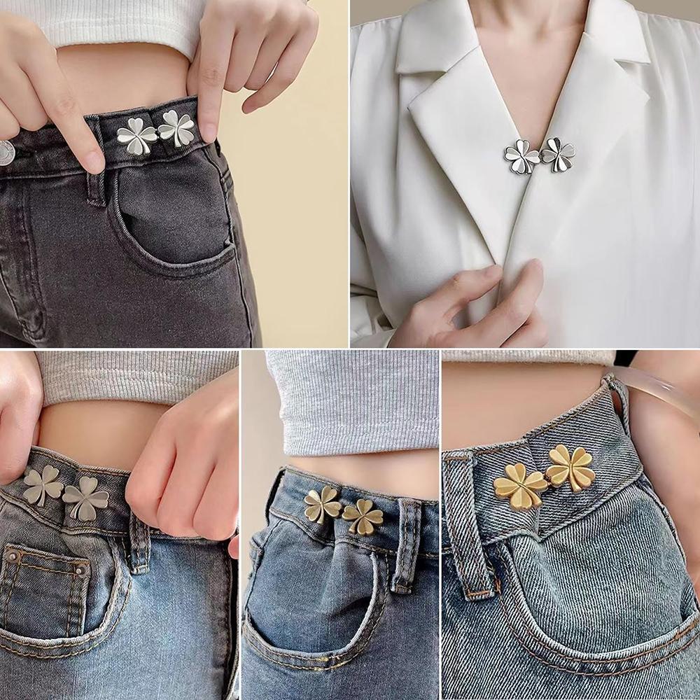 4Sets Pant Waist Tightener Detachable Adjustable Jean Button Waist Buckle Set No Sewing Waistband Tightener for Pants Women