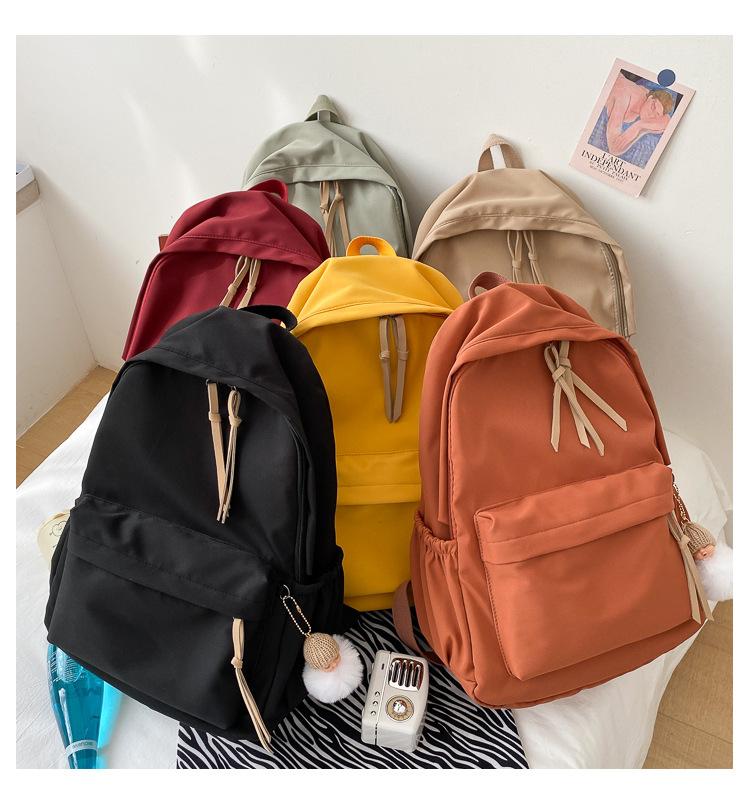 Schoolbag schoolbag female college student Japanese ins solid color Harajuku student backpack wholesale large capacity versatile backpack