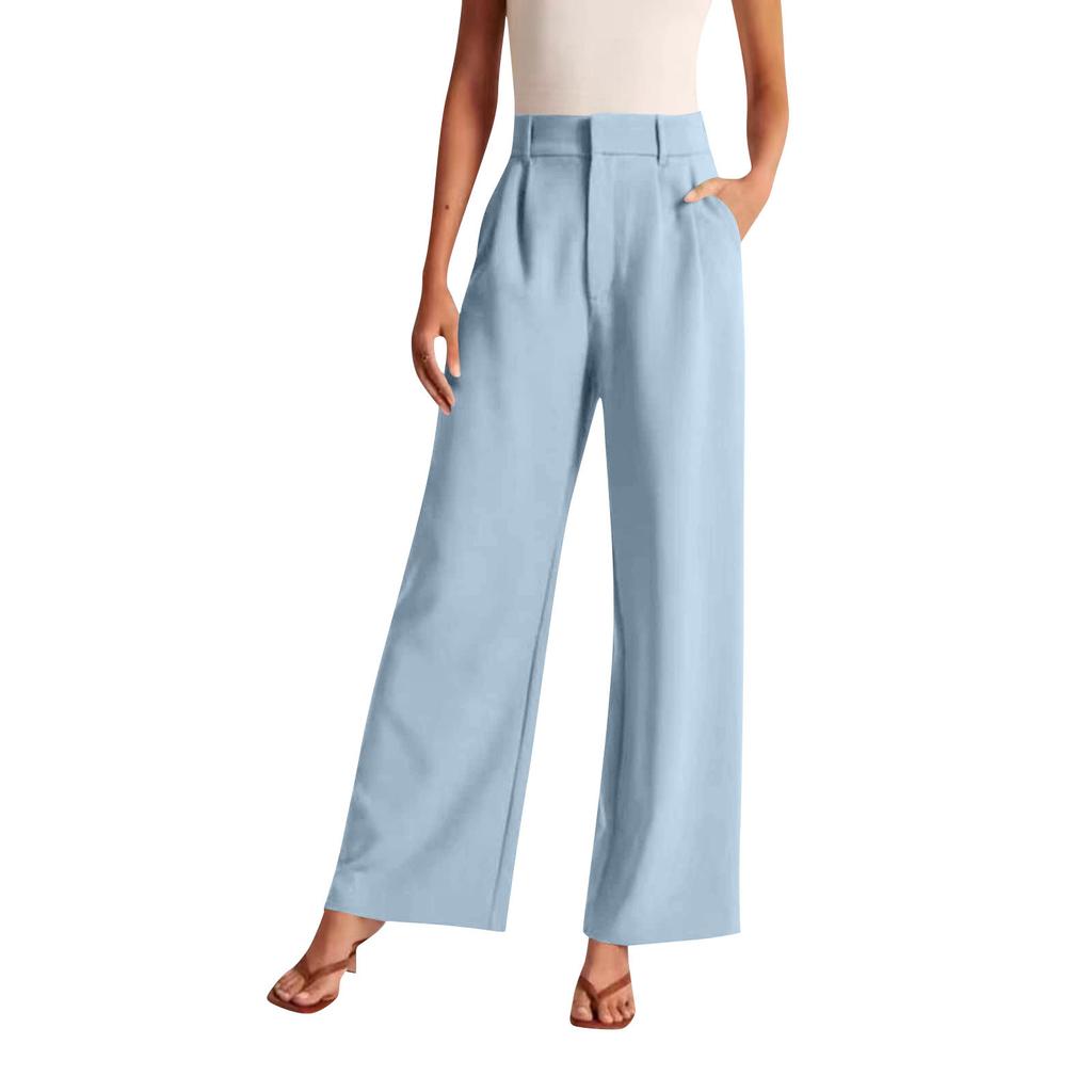 Casual Fit Wide Leg Pants Women's Casual Wide Leg High Waist Straight Leg Trousers Women's Trousers Suit Pleated High Waist Pants