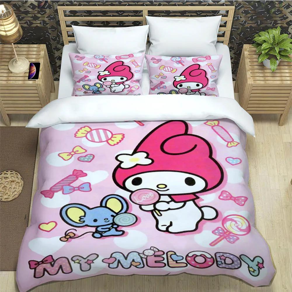 Cute My Melody Bedding Sets Exquisite Bed Pillowcase Children Duvet Cover Bed Comforter Set Bedding Set Luxury Birthday Gift