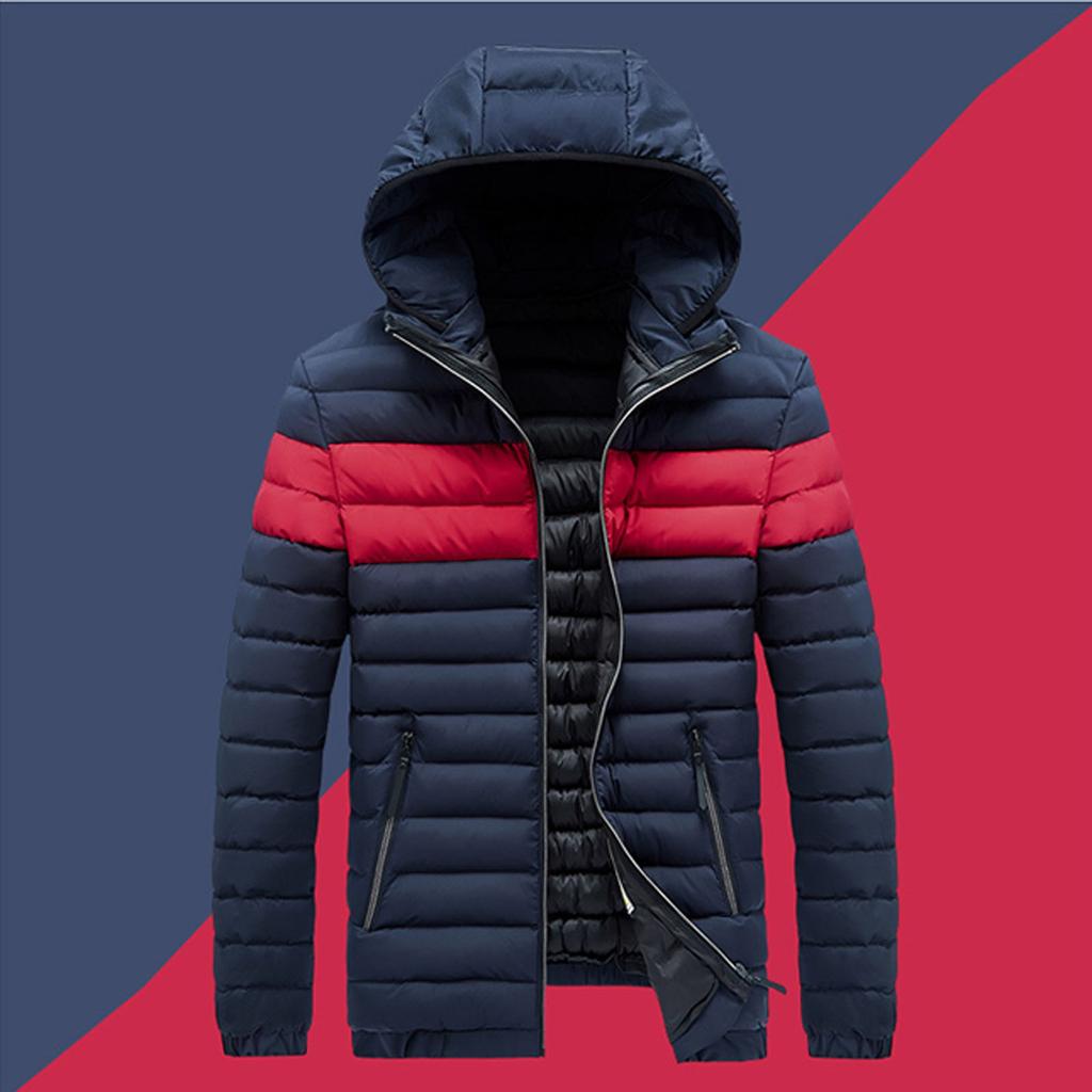 Men Winter Warm Hooded Patchwork Soft for Windproof Soft Coat  Jacket