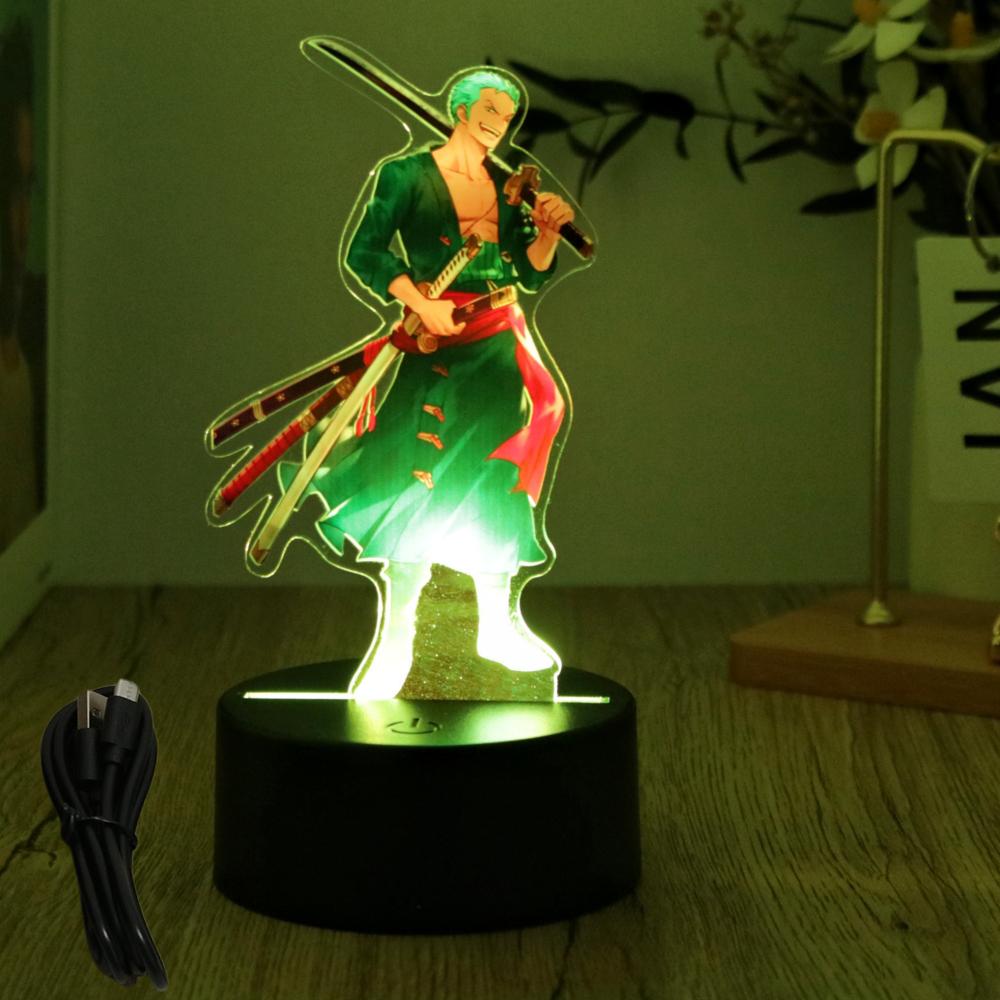 Actionfigur One Piece Luffy Zoro Anime Figuren 3D Lampe PVC Action Sammlermodell Spielzeug LED Nachtlicht Kinder Weihnachtsgeschenk