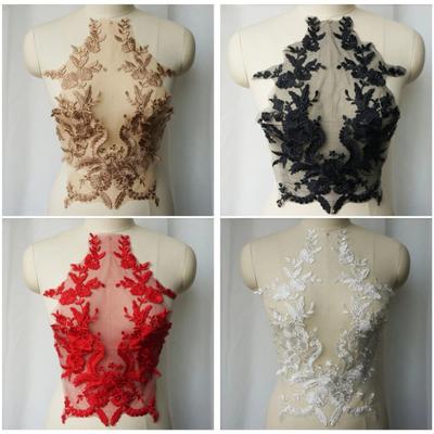 Embroidered Lace Applique Sewing Flower Fabric Collar Patch for Wedding Party Gown Bridal Dress Clothes DIY Crafts