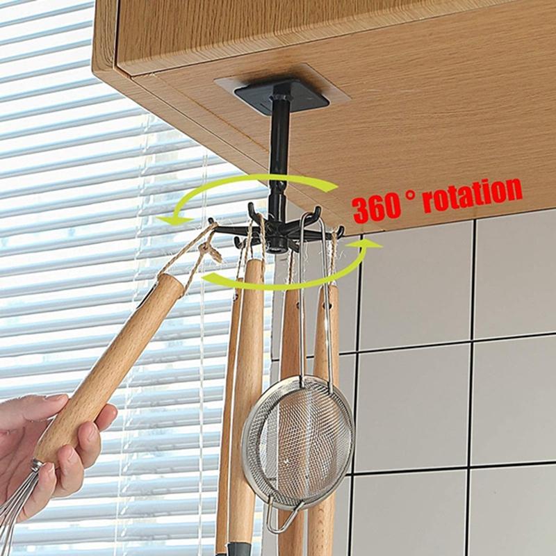 360 Rotating Folding Hook Self-Adhesive 180 Degrees Vertical Flip Hook Waterproof Utility Hook for Home Bathroom Kitchen Office Towel