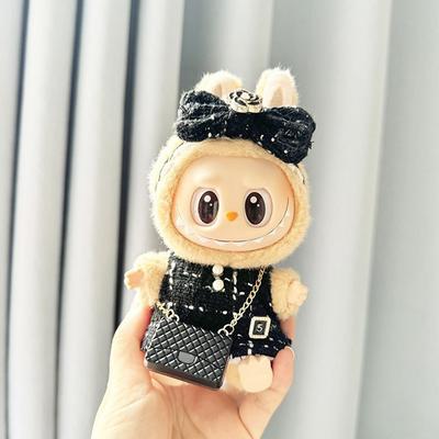 Cartoon-Kleidungsset für Labubu 17cm Plüschpuppe Outfit Zubehör Kawaii Puppenkleidung Herzschlag Macaron Party Puppenkleidung Geschenk