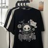 Nuova T-shirt da Donna Harajuku Y2K Top Retro Coreano Kawaii Demone Pipistrello Punk Gotico Teschio Stampato Abbigliamento da Uomo Estivo Fresco Magliette Slim