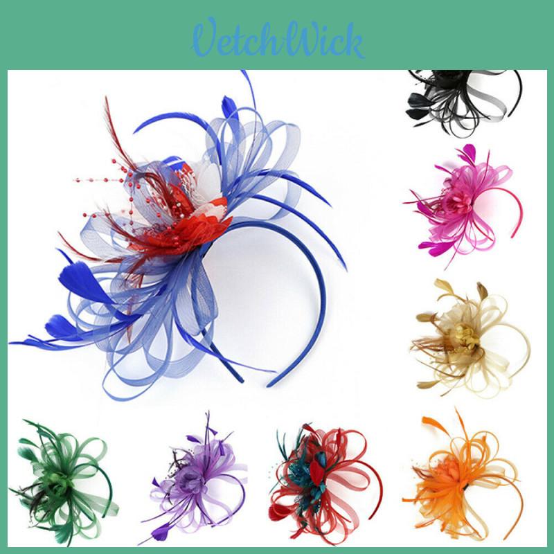Elegante Fascia Floreale con Piume per Accessori Capelli da Donna