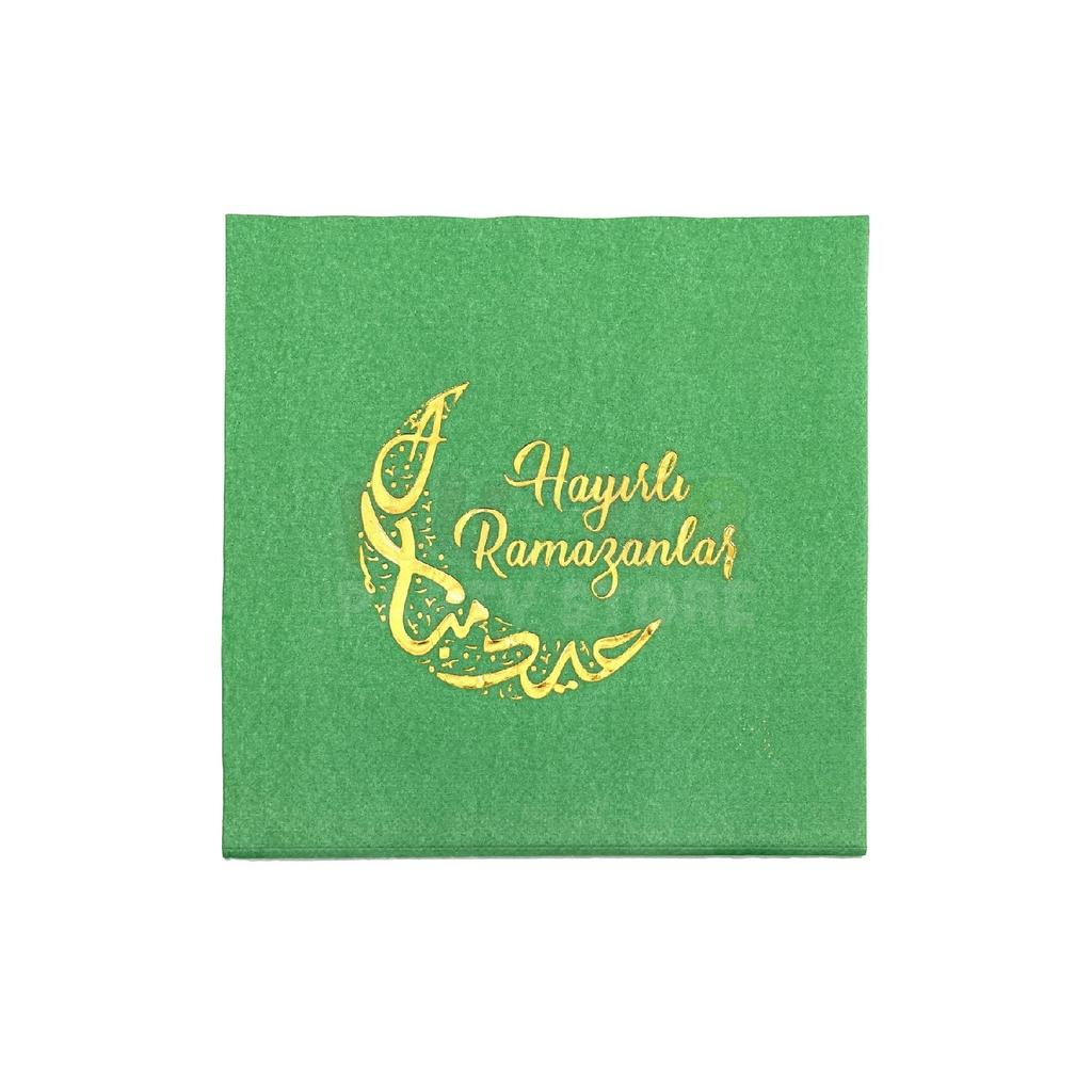 Ramadan Mubarak Gold Gilded Napkin 16l 16x16 Cm Gold Leaf With Ramadan Feast Themed Religious Ornament