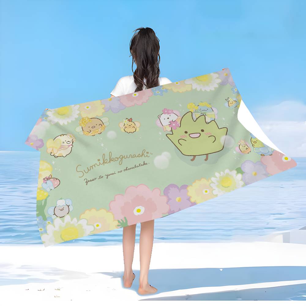 Classic Cartoon S-Sumikkogurashi Bath Towel Microfiber Soft Water Absorbing Breathable For Girl Kids Decorative Cartoon Towel