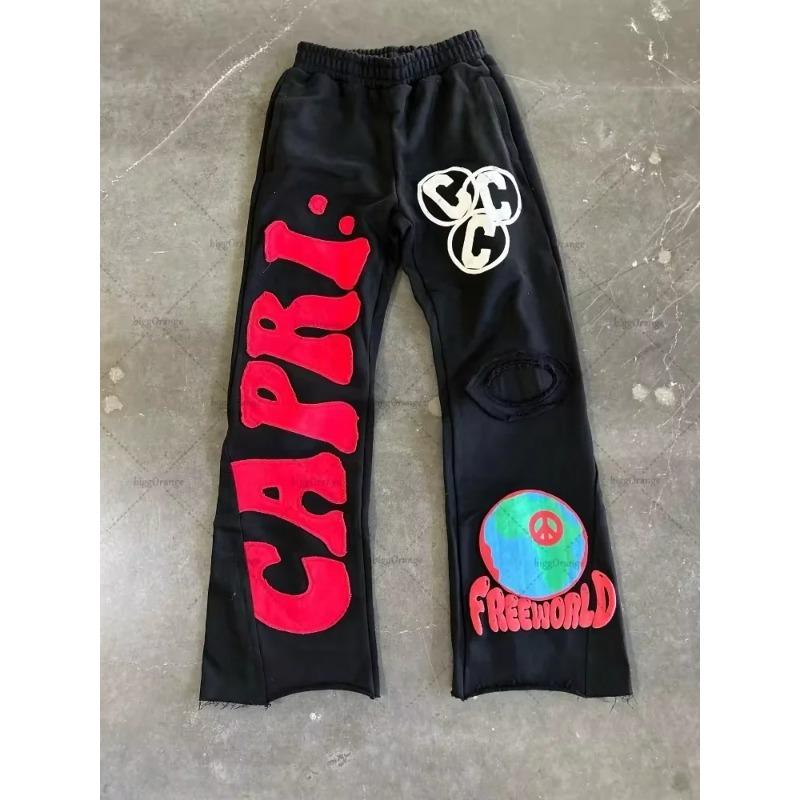ZYLLO Y2k High Waist Sports Pants Gothic Retro Letter Trousers Men Loose Casual Versatile Wide Leg Pants Women