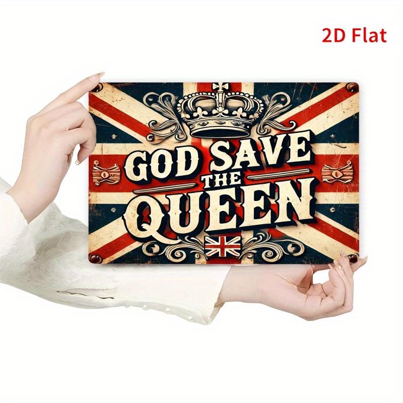 

2D Flat 12x8 Inch Metal Wall Art - British Royal Theme, Vintage Style with Crown & Union Jack, Ideal for Living Room, Study, Hot 20X30CM