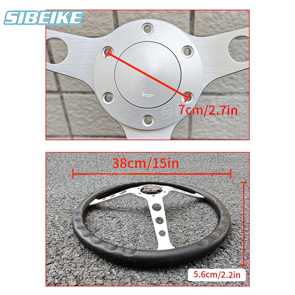 15inch JDM Classic PU Steering Wheel Universal Car Racing Sports Tuning Steering Wheel