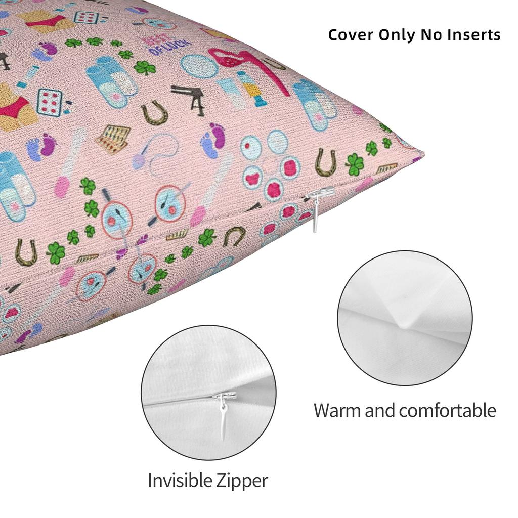 Square Pillow Cases Iui Fertility Treatment Cushion Covers Vintage Zippered Decorative Pillowcover For Seat