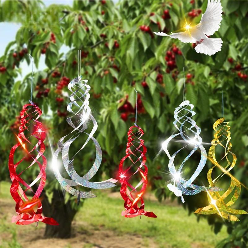 1PC Flash Drive Bird Spiral Reflector-Silver Polyester Film Hanging Garden Bird Repeller Scares Away Woodpecker Pigeons.