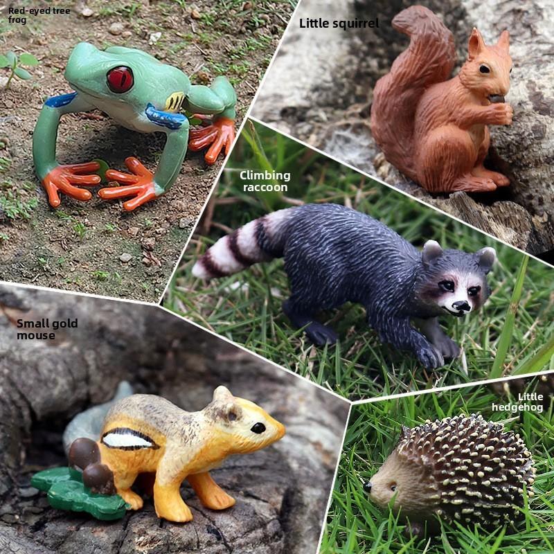 סט דמויות ינשוף סנאי חיות בר לילדים מתנה קישוטים לעוגת פסחא חג המולד יום הולדת אוסף צעצועי פלסטיק