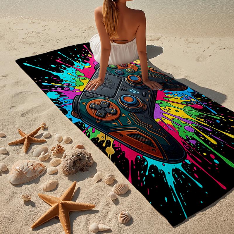 Neon Gaming Controller Beach Towel, Super Soft Microfiber, Gift for Her/Him, Birthday, for Pool, Beach, Travel, Home Decor Fan gifts