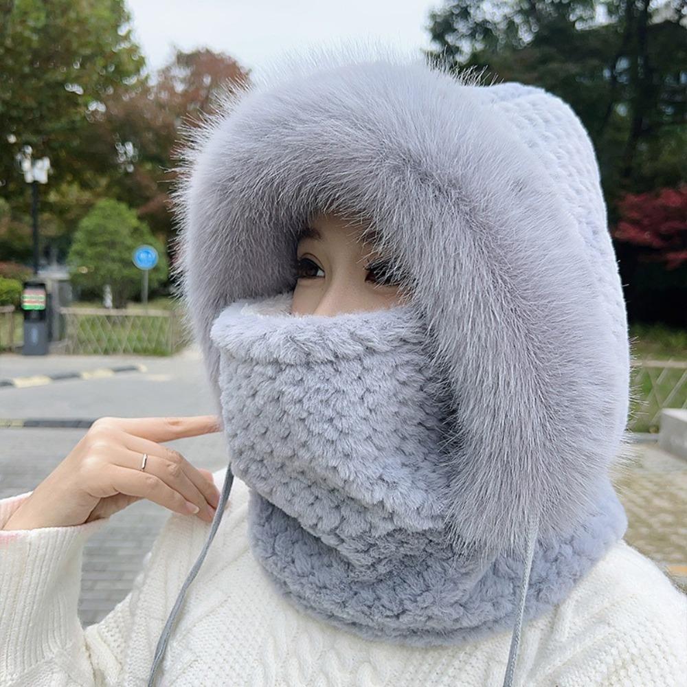 4-i-1 Luer Lue Plysj Maske Hatt Skjerf Sett Ny Pullover Lue Unisex