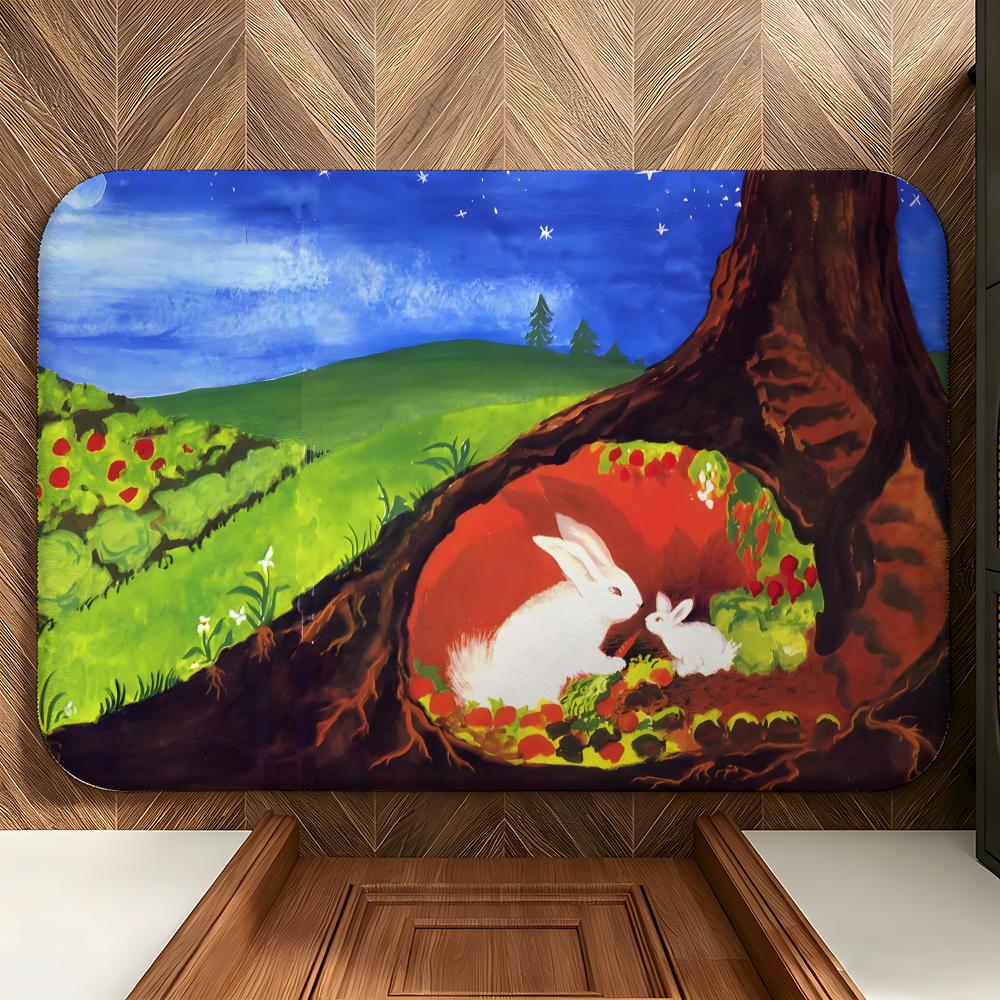 Book T-the R-Runaway B-Bunny Floor Mat Soft Flannel Entrance Door Mat Non Slip Absorbent Bathroom Bedroom Floor Rug 40x60cm