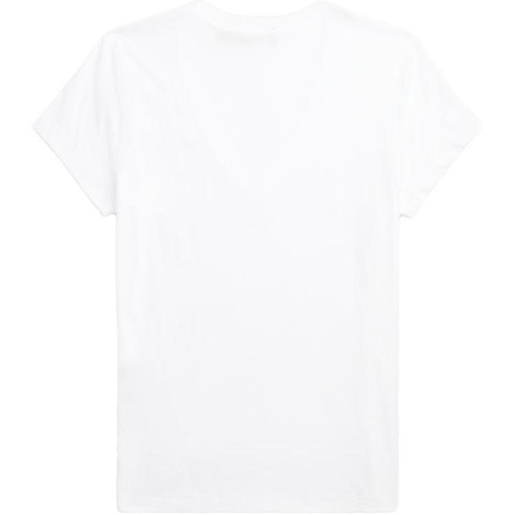 Polo Ralph Lauren Solid Color Logo Embroidered V-Neck Knit SS23 T-Shirt Women Tops White WMPOKNINCU20704-100