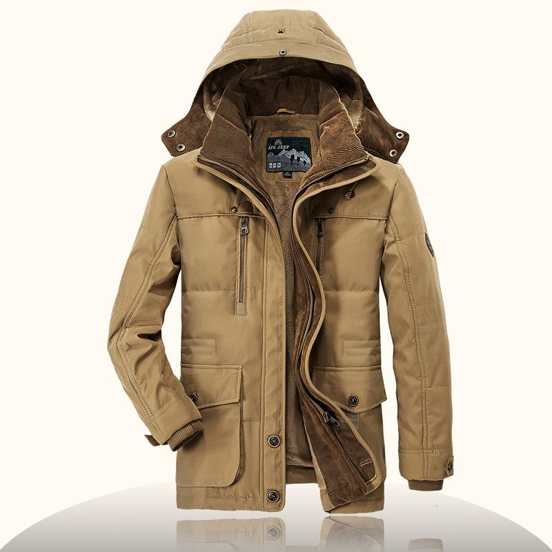 Winter Casual Thick Warm Military Jacket Men Snow Hooded Parka Coat