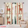 2pcs,2D Plane Printing Window Curtain Christmas Trees Candy Canes Reindeer (3) Polyester Fabric (without Rod) All Seasons