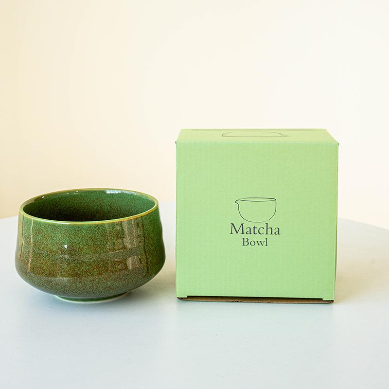 Matcha Bowl with Mouth Matcha Tool Brush Tea Bowl Mixer Utensil Set Japanese Ceramic Kiln-changing Glaze 1000
