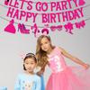 Let's Go Party Happy Birthday Banners for Women, Hot Pink Princess Banners for Girl Doll Theme Party Ladies Birthday, Cute Photo Backdrop, 21st Bday