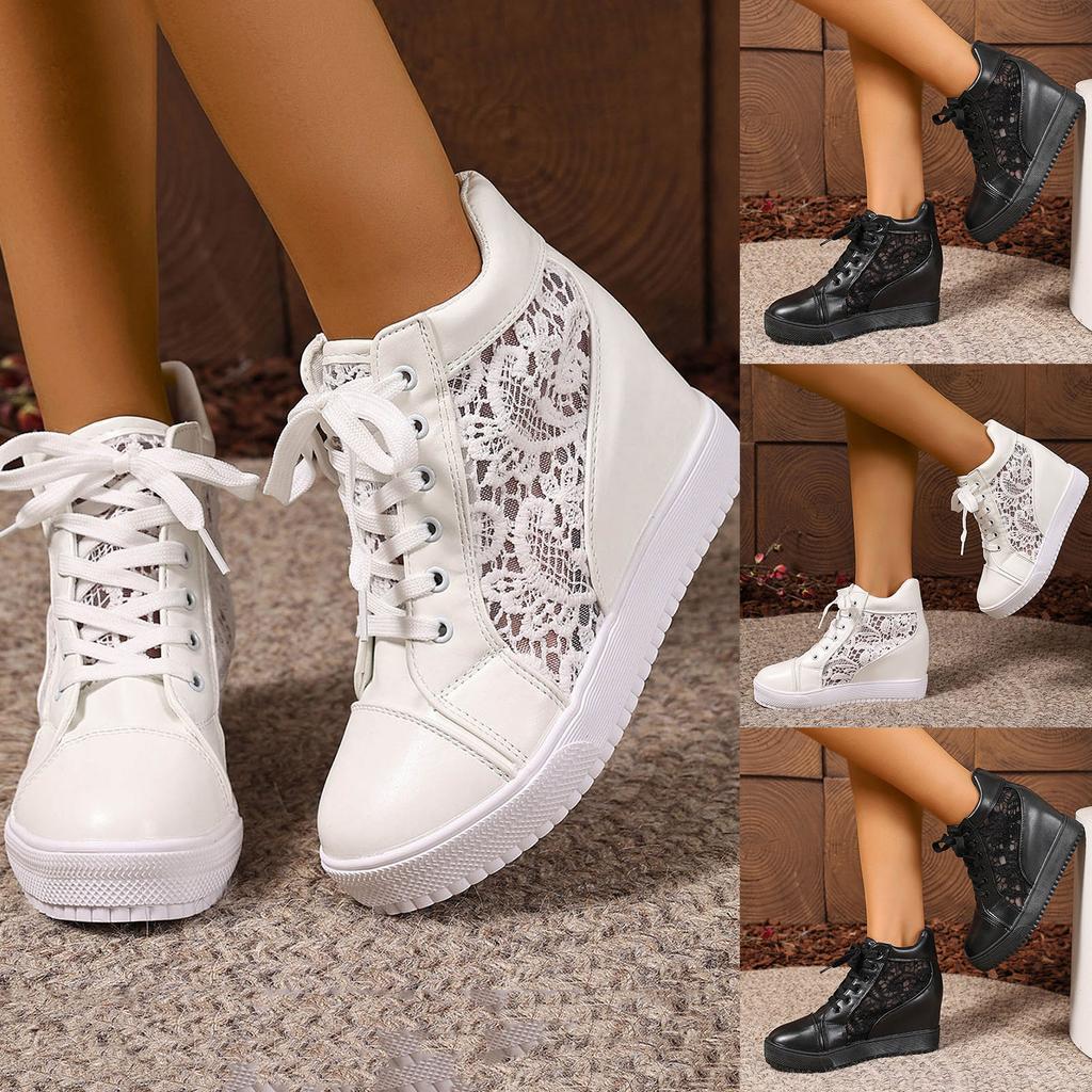 Women's Wedge Heel Lace Breathable Lace Up Shoes Fashionable Flat Soled Outdoor Casual Shoes Home Sandals for Women