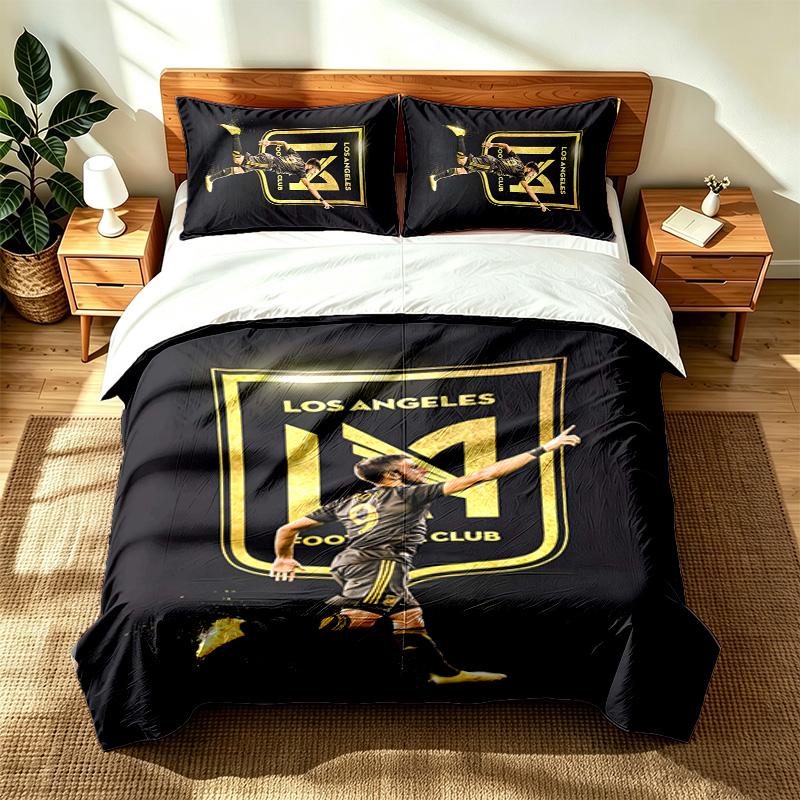 Los Angeles FC (1) 3pc set suitable for master bedrooms soft and comfortable an ideal gift for family and friends Includes one duvet cover and two pil