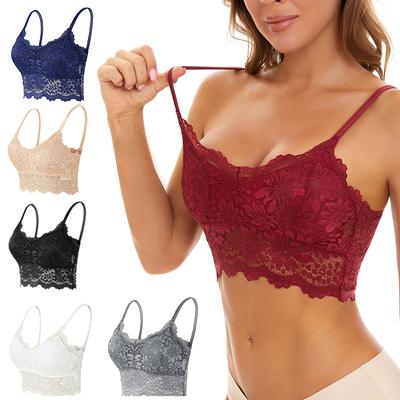 Reggiseni in pizzo da donna Top confortevole Bralette Tinta unita Biancheria intima sexy Gilet femminile Scava fuori Lingerie senza fili Reggiseno senza cuciture