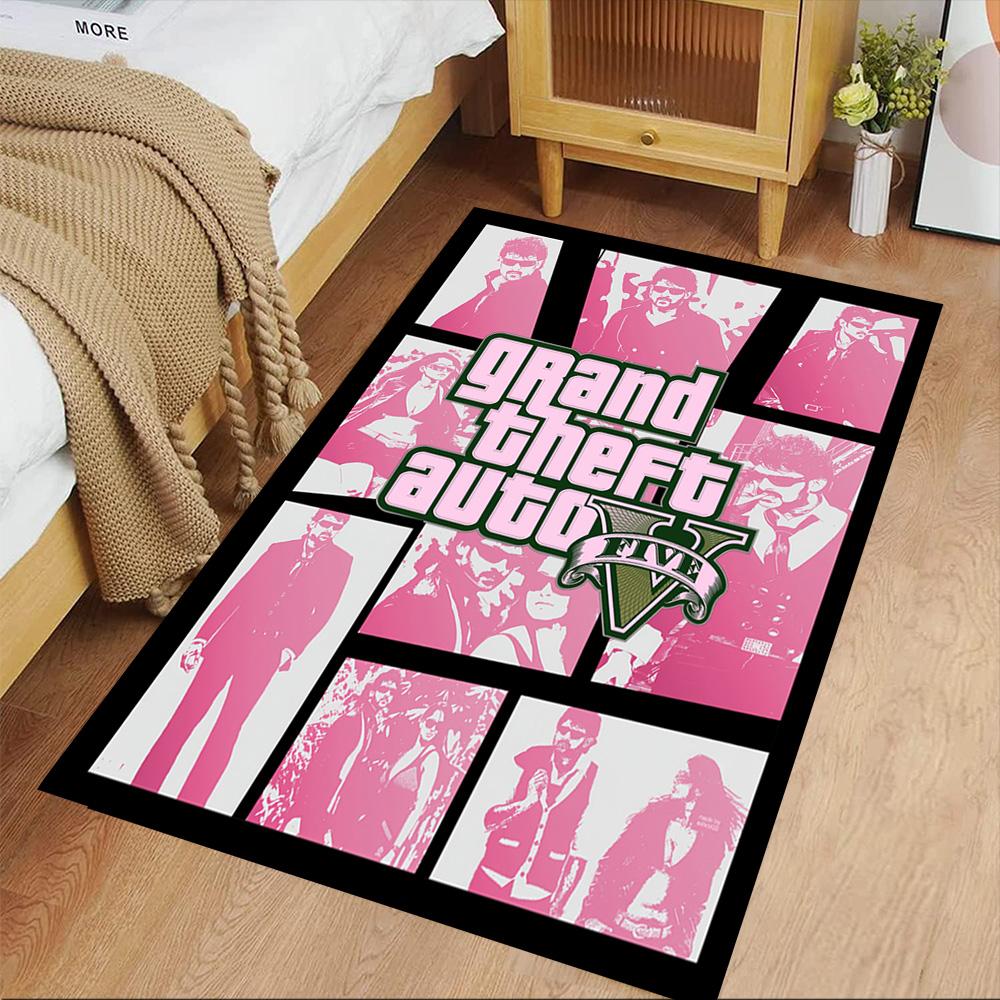 Grand Theft Auto Area Rug Design for Entryway Game Room Bedrooms Hallway Antislip Carpet Anime Office Decor Gift for Festivals