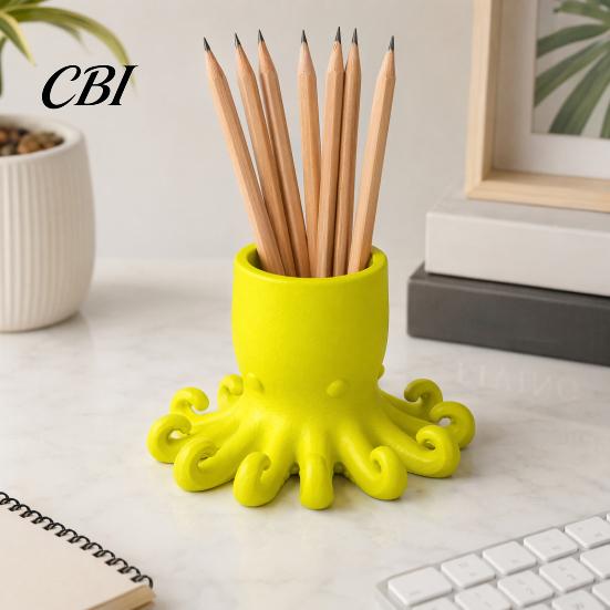 Pen Holder 3D Printed Holder, Octopus Shape Pencil Cup, Cute Creative Stand Ocean Animal Desktop Organizer for Home Office Accessory