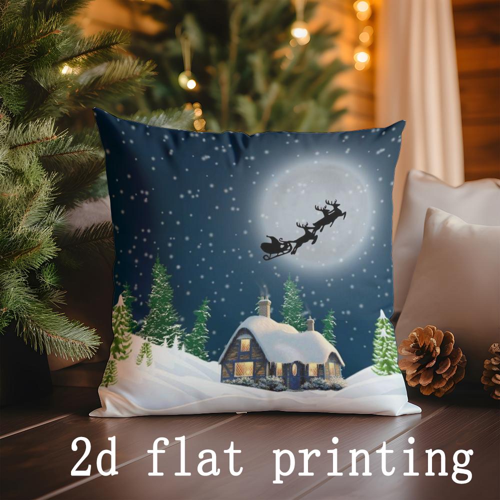 

Home Decor Christmas-themed Digital Printed Pillow Covers Pattern Cushion Cover Suitable for Sofa Bedroom Car Pillow Cover 40x40cm