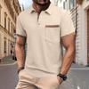 Men's Fashion Solid Polo Shirts Short Sleeve Turn-down Collar Soft Comfortable Simple T-shirt Top
