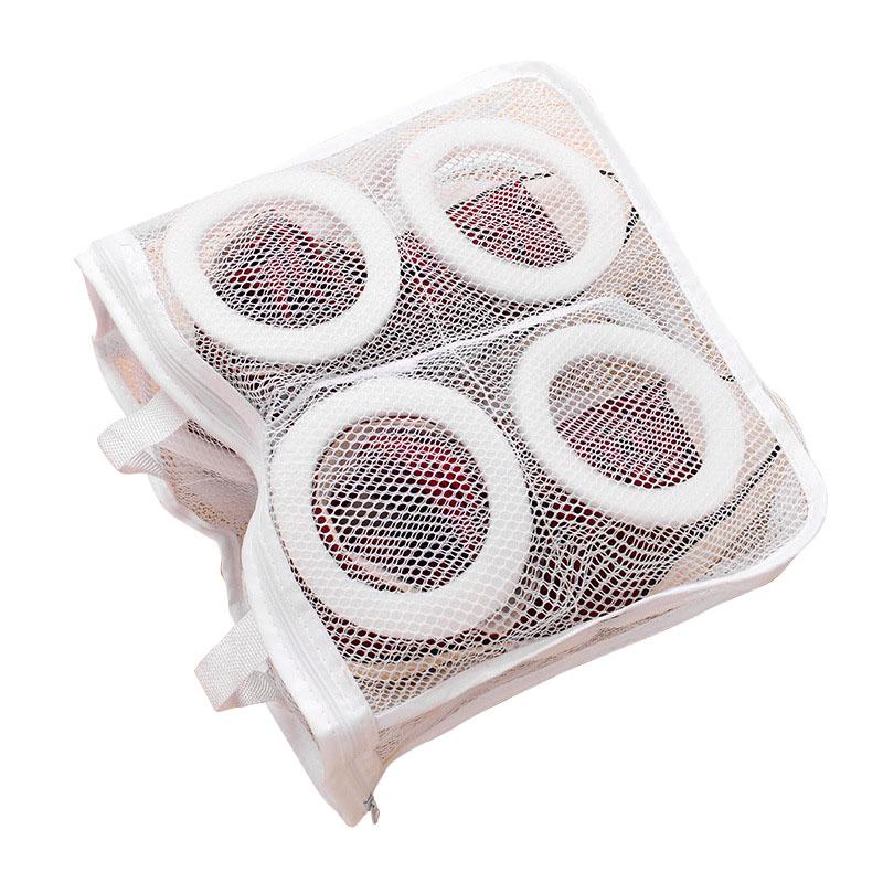 

H-3-2 Washing Machine Shoes Storage Bag Portable Mesh Laundry Bag Anti-Deformation Protector Clothes Organizer, Size M: 29*26*9cm White