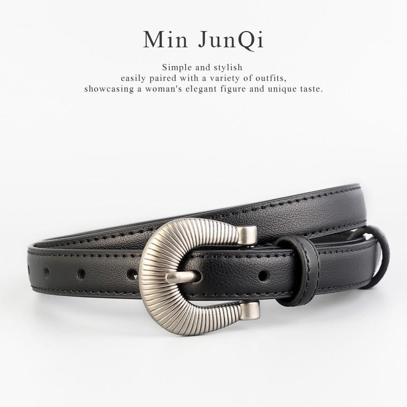 Womens Thin Genuine Leather Belt Pin Buckle Dress Jeans Fashion Casual Waistband