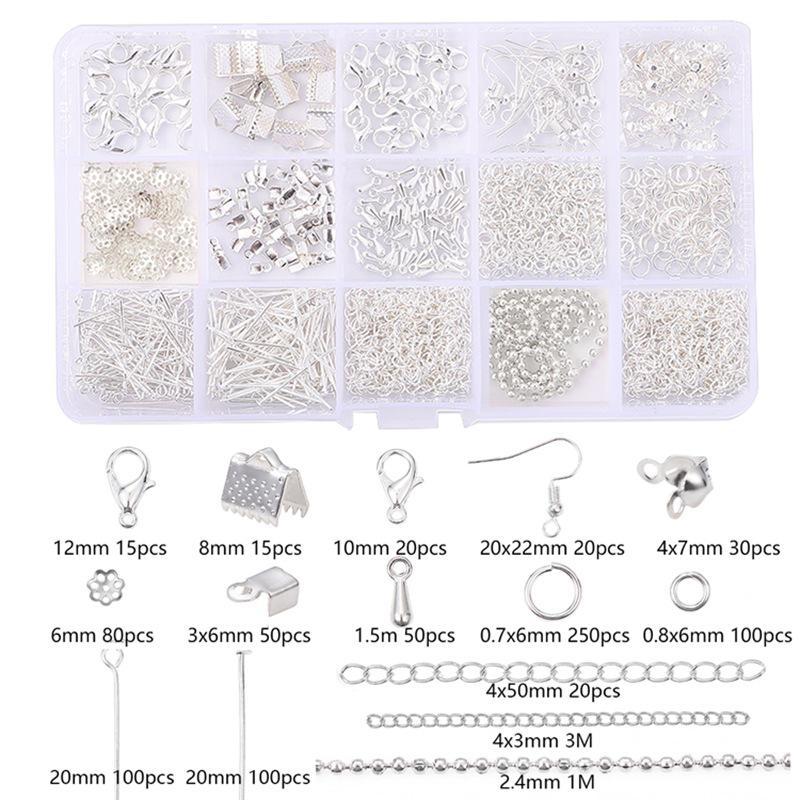 Set di 15 pezzi di strumenti per gioielli in metallo fatti a mano per bracciali e collane fai da te
